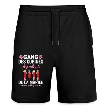 Gang Freundinnen Junggesellenabschied Braut Team Braut Team - Stanley/Stella Unisex Bio Joggingshorts Trainer  - Schwarz - Vorne - Nik (191cm) & Marisol (170cm)