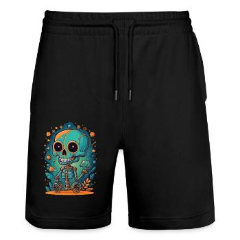 Skeleton - Stanley/Stella Trainer Unisex Organic Jogging Shorts - black - Front - Nik (191cm) & Marisol (170cm)