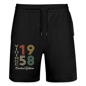 1958 Geburtstag Geboren 1958 Vintage Retro. Editio - Stanley/Stella Unisex Bio Joggingshorts Trainer  - Schwarz - Vorne - Nik (191cm) & Marisol (170cm)