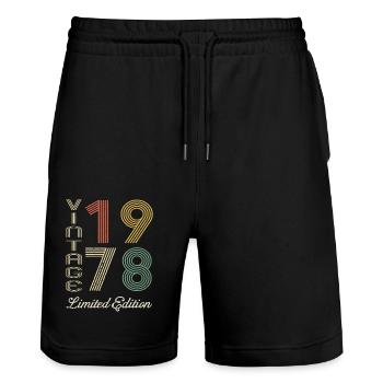 1978 Birthday Born in 1978 Vintage Retro. Editio - Stanley/Stella Trainer Unisex Organic Jogging Shorts - black - Front - Nik (191cm) & Marisol (170cm)