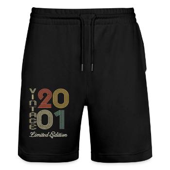 2001 Geburtstag Geboren im Jahr 2001 Vintage Retro. Editio - Stanley/Stella Unisex Bio Joggingshorts Trainer  - Schwarz - Vorne - Nik (191cm) & Marisol (170cm)
