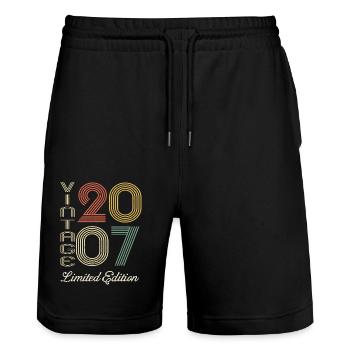 2007 Geburtstag Geboren im Jahr 2007 Vintage Retro. Editio - Stanley/Stella Unisex Bio Joggingshorts Trainer  - Schwarz - Vorne - Nik (191cm) & Marisol (170cm)
