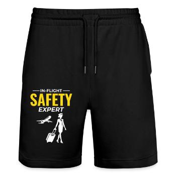 Flugbegleiter Flugbegleiter Flugbegleiterin Flugbegleiterin - Stanley/Stella Unisex Bio Joggingshorts Trainer  - Schwarz - Vorne - Nik (191cm) & Marisol (170cm)