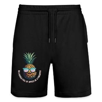 Pineapple Pineapple Cool Sunglasses Gift - Stanley/Stella Trainer Unisex Organic Jogging Shorts - black - Front - Nik (191cm) & Marisol (170cm)