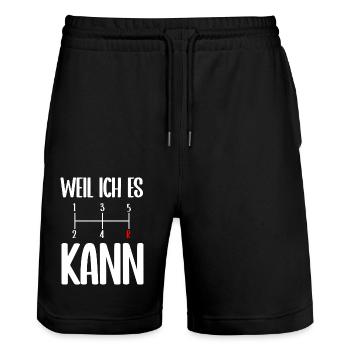 Manuelles statt automatisches Getriebe - Stanley/Stella Unisex Bio Joggingshorts Trainer  - Schwarz - Vorne - Nik (191cm) & Marisol (170cm)