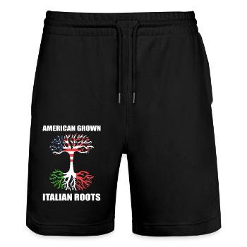 Italien - Stanley/Stella Unisex Bio Joggingshorts Trainer  - Schwarz - Vorne - Nik (191cm) & Marisol (170cm)