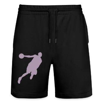 Silhouette de basketteur, design sportif dynamique - Short de jogging bio TRAINER Stanley/Stella unisexe - noir - Devant - Nik (191cm) & Marisol (170cm)