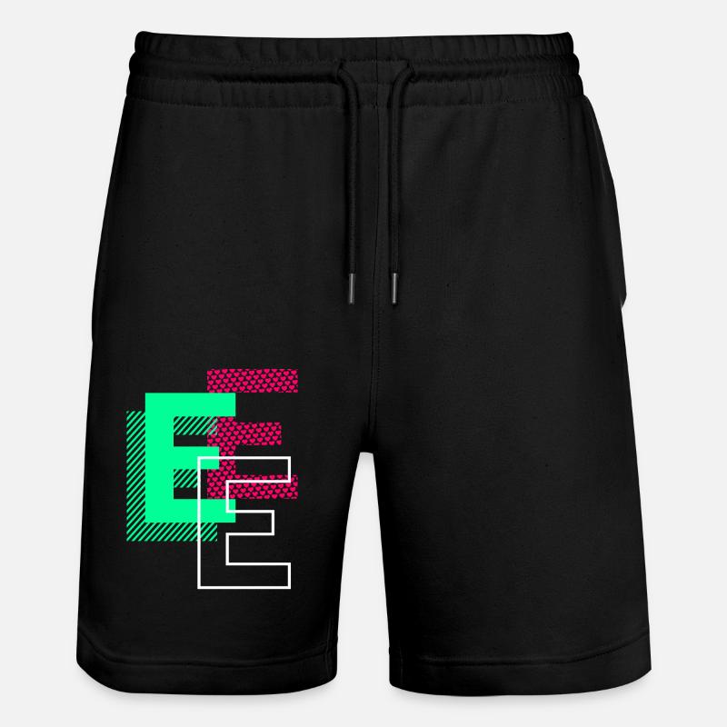 Initial Letter E Design Gift - Stanley/Stella Trainer Unisex Organic Jogging Shorts - black