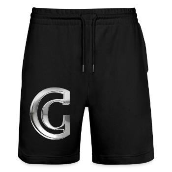 Chrome ,, C " Metallic - Stanley/Stella Unisex Bio Joggingshorts Trainer  - Schwarz - Vorne - Nik (191cm) & Marisol (170cm)