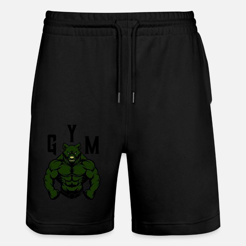 bär comic gym beast - Stanley/Stella Unisex Bio Joggingshorts Trainer  - Schwarz