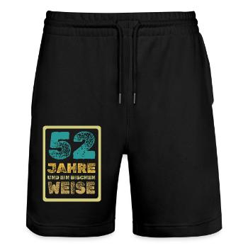 52 - Stanley/Stella Unisex Bio Joggingshorts Trainer  - Schwarz - Vorne - Nik (191cm) & Marisol (170cm)