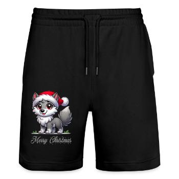 Wolf Merry Christmas - Stanley/Stella Trainer Unisex Organic Jogging Shorts - black - Front - Nik (191cm) & Marisol (170cm)