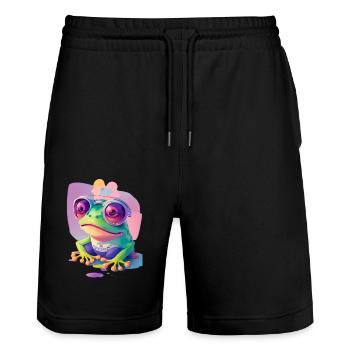 crazy Frog - Stanley/Stella Unisex Bio Joggingshorts Trainer  - Schwarz - Vorne - Nik (191cm) & Marisol (170cm)