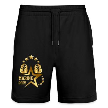 MARINE LA STAR 2025 T-shirt - Stanley/Stella Unisex Bio Joggingshorts Trainer  - Schwarz - Vorne - Nik (191cm) & Marisol (170cm)