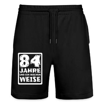 Spruch 84 - Stanley/Stella Unisex Bio Joggingshorts Trainer  - Schwarz - Vorne - Nik (191cm) & Marisol (170cm)
