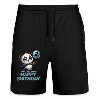 Panda BD Ballon Anniversaire 2 - Short de jogging bio TRAINER Stanley/Stella unisexe - noir - Devant - Nik (191cm) & Marisol (170cm)