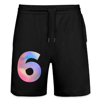 Colorful Number 7 - Stanley/Stella Trainer Unisex Organic Jogging Shorts - black - Front - Nik (191cm) & Marisol (170cm)