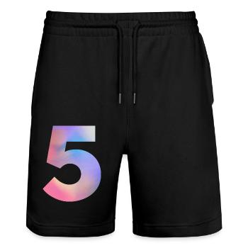 Colorful Number 5 - Stanley/Stella Trainer Unisex Organic Jogging Shorts - black - Front - Nik (191cm) & Marisol (170cm)
