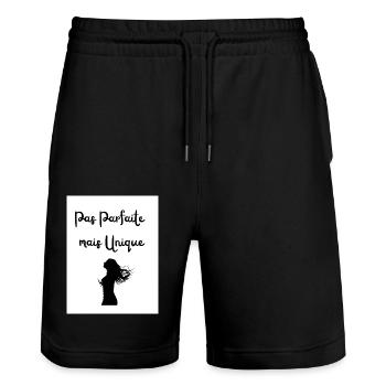 Not Perfect but Unique - Stanley/Stella Trainer Unisex Organic Jogging Shorts - black - Front - Nik (191cm) & Marisol (170cm)