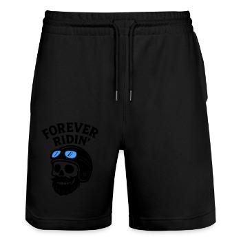 Biker Skull Motorcycle - Stanley/Stella Trainer Unisex Organic Jogging Shorts - black - Front - Nik (191cm) & Marisol (170cm)