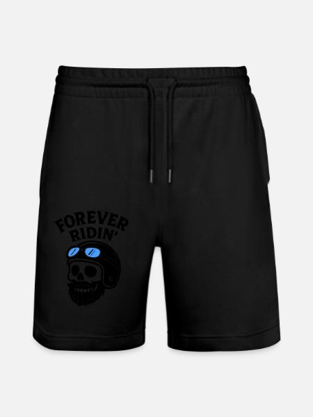 Biker Skull Motorcycle - Stanley/Stella Trainer Unisex Organic Jogging Shorts - black