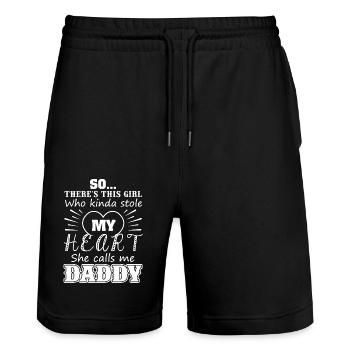 There is This Girl Calls Me Daddy Father's day - Stanley/Stella Trainer Unisex Organic Jogging Shorts - black - Front - Nik (191cm) & Marisol (170cm)