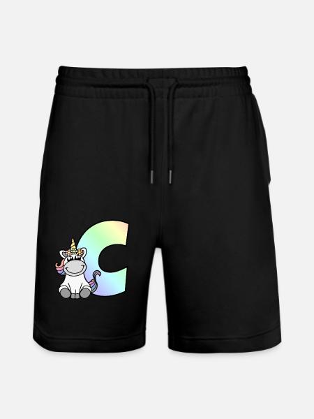 Einhorn Buchstabe C - Stanley/Stella Unisex Bio Joggingshorts Trainer  - Schwarz