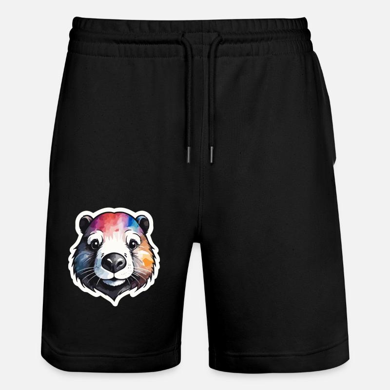 Biber Cool und Cool bunte Aquarelle - Stanley/Stella Unisex Bio Joggingshorts Trainer  - Schwarz