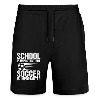 Schule ist wichtig, aber Fußball ist noch wichtiger - Stanley/Stella Unisex Bio Joggingshorts Trainer  - Schwarz - Vorne - Nik (191cm) & Marisol (170cm)