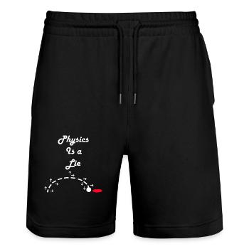Physics is a Lie - Stanley/Stella Trainer Unisex Organic Jogging Shorts - black - Front - Nik (191cm) & Marisol (170cm)