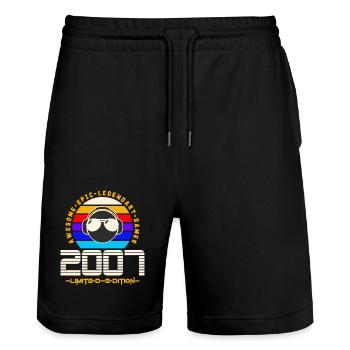 2007 - Stanley/Stella Trainer Unisex Organic Jogging Shorts - black - Front - Nik (191cm) & Marisol (170cm)