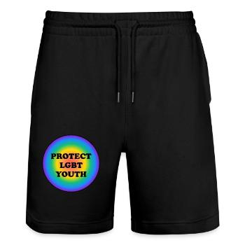 LGBT-Jugendliche schützen - Stanley/Stella Unisex Bio Joggingshorts Trainer  - Schwarz - Vorne - Nik (191cm) & Marisol (170cm)