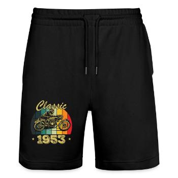 Klassisches Vintage-Geburtstagsgeschenk aus dem Jahr 1953 - Stanley/Stella Unisex Bio Joggingshorts Trainer  - Schwarz - Vorne - Nik (191cm) & Marisol (170cm)