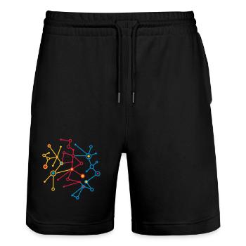 Molekül Muster - Stanley/Stella Unisex Bio Joggingshorts Trainer  - Schwarz - Vorne - Nik (191cm) & Marisol (170cm)