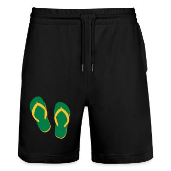 Sommer Flip Flops – Beach & Urlaub Vibes - Stanley/Stella Unisex Bio Joggingshorts Trainer  - Schwarz - Vorne - Nik (191cm) & Marisol (170cm)