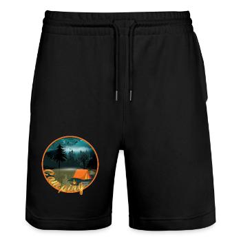 wildromantischen Camping mit Lagerfeuer Romantik - Stanley/Stella Unisex Bio Joggingshorts Trainer  - Schwarz - Vorne - Nik (191cm) & Marisol (170cm)