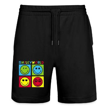 Smileys et quadrichromie - Short de jogging bio TRAINER Stanley/Stella unisexe - noir - Devant - Nik (191cm) & Marisol (170cm)