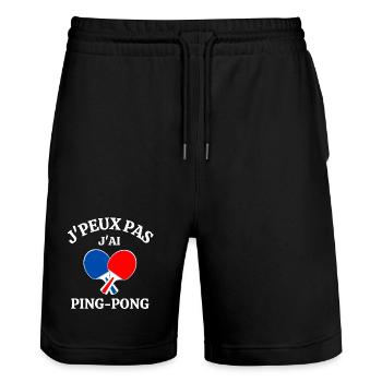 ping-pong, ping-pong sport, pongiste - Short de jogging bio TRAINER Stanley/Stella unisexe - noir - Devant - Nik (191cm) & Marisol (170cm)
