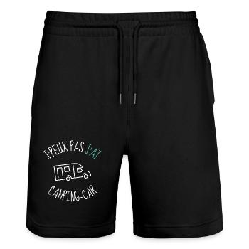 Je peux pas j ai Camping car - Short de jogging bio TRAINER Stanley/Stella unisexe - noir - Devant - Nik (191cm) & Marisol (170cm)
