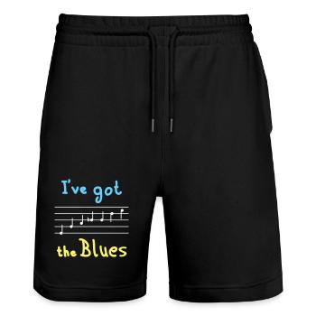 Échelle de blues en mi - lumineux - Short de jogging bio TRAINER Stanley/Stella unisexe - noir - Devant - Nik (191cm) & Marisol (170cm)