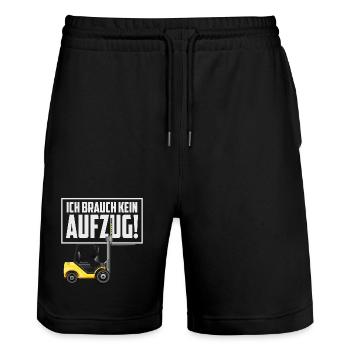 Gabelstapler Fahrer - Stanley/Stella Unisex Bio Joggingshorts Trainer  - Schwarz - Vorne - Nik (191cm) & Marisol (170cm)