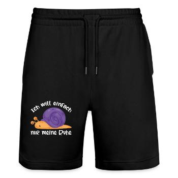Lustige Schnecke ich will einfach meine Ruhe - Stanley/Stella Unisex Bio Joggingshorts Trainer  - Schwarz - Vorne - Nik (191cm) & Marisol (170cm)