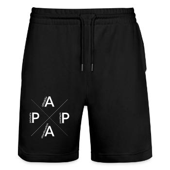 Papa Logo Héros Motivation Tendance Symbole icône - Short de jogging bio TRAINER Stanley/Stella unisexe - noir - Devant - Nik (191cm) & Marisol (170cm)