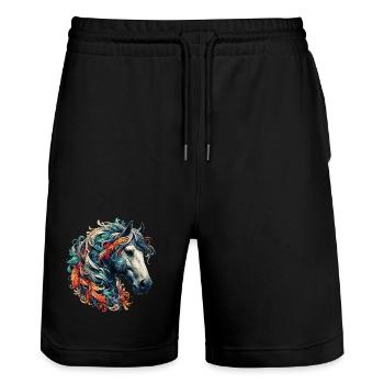 Cheval - Short de jogging bio TRAINER Stanley/Stella unisexe - noir - Devant - Nik (191cm) & Marisol (170cm)