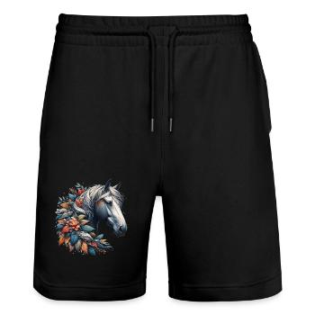 Cheval - Short de jogging bio TRAINER Stanley/Stella unisexe - noir - Devant - Nik (191cm) & Marisol (170cm)
