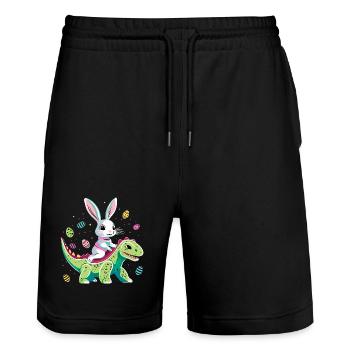 Lapin de Pâques Rides Dinosaure - Short de jogging bio TRAINER Stanley/Stella unisexe - noir - Devant - Nik (191cm) & Marisol (170cm)