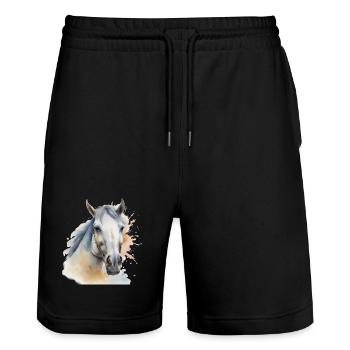 Tête de cheval Cheval Cheval Cheval Etalon - Short de jogging bio TRAINER Stanley/Stella unisexe - noir - Devant - Nik (191cm) & Marisol (170cm)