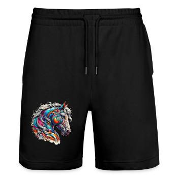 Cheval - Short de jogging bio TRAINER Stanley/Stella unisexe - noir - Devant - Nik (191cm) & Marisol (170cm)