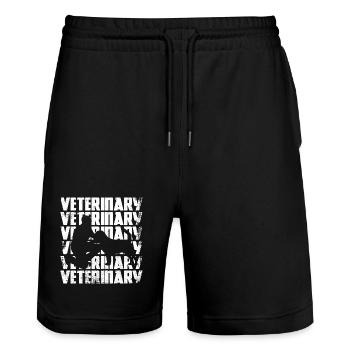 Funny veterinarian - Stanley/Stella Trainer Unisex Organic Jogging Shorts - black - Front - Nik (191cm) & Marisol (170cm)