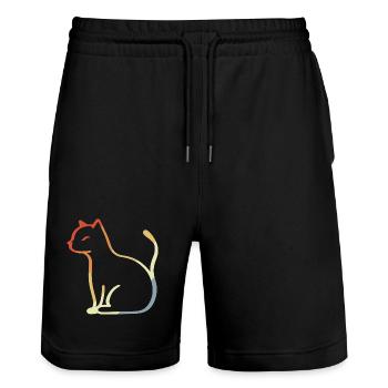 Cat Vintage - Stanley/Stella Trainer Unisex Organic Jogging Shorts - black - Front - Nik (191cm) & Marisol (170cm)